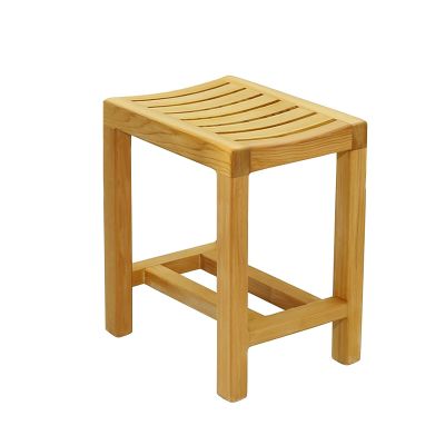 XJHOME Shower Bench Spa Stool, Wood 2 Tiers Seat, Foot Rest Shaving Stool with Non-Slip Feet +Storage Shelf, Organizer for Shampoo, Towels Shoes Bathroom Stools (Size : 42x33x50cm)
