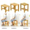 XJHOME Shower Bench Spa Stool, Wood 2 Tiers Seat, Foot Rest Shaving Stool with Non-Slip Feet +Storage Shelf, Organizer for Shampoo, Towels Shoes Bathroom Stools (Size : 42x33x50cm) view 2