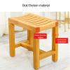 XJHOME Shower Bench Spa Stool, Wood 2 Tiers Seat, Foot Rest Shaving Stool with Non-Slip Feet +Storage Shelf, Organizer for Shampoo, Towels Shoes Bathroom Stools (Size : 42x33x50cm) view 4