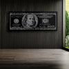 100 Bill Silver Canvas Art - Hundred Benjamin Franklin Money Cash Home Decor Print Poster Painting Small 20x8 inch / 0.75 inch | Sense Canvas Silver Frank view 2