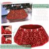 Blissun Christmas Tree Collar, Sequin Christmas Tree Skirt, Foldable Tree Ring, Xmas Tree Stand Base Cover for Christmas Tree Decoration, Round Red view 4