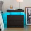 Bingoday LED Nightstand LED Bedside Table with 2 Drawers, Wooden Cabinet Unit with LED Lights for Bedroom, End Table Side Table for Bedroom Living Room view 1