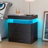 Bingoday LED Nightstand LED Bedside Table with 2 Drawers, Wooden Cabinet Unit with LED Lights for Bedroom, End Table Side Table for Bedroom Living Room view 3