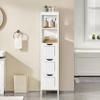 Yaheetech Bathroom Tall Cabinet, Slim Storage Cabinet, Narrow Freestanding Floor Cabinet with 3 Drawers & 2 Shelves, Linen Tower for Small Space, 12" D x 12" W x 56" H, White view 2