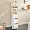 Yaheetech Bathroom Tall Cabinet, Slim Storage Cabinet, Narrow Freestanding Floor Cabinet with 3 Drawers & 2 Shelves, Linen Tower for Small Space, 12" D x 12" W x 56" H, White view 4