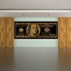 100 Bill Gold Canvas Art - Hundred Benjamin Franklin Money Cash Home Decor Print Poster Painting Small 20x8'' / 0.75'' | Sense, Gold Frank view 3