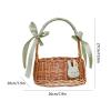 MEUMITY 2 PCS Wicker Woven Flower Basket, Country Wedding Basket with Handle Flower Girl Baskets with Ribbons and Bows for Wedding Home Party Photography DIY(White) view 4