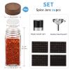 Yangbaga 24Pcs Glass Spice Jars with Labels-4OZ Wood Lid Square Spice Containers with Pepper Grinder Lids &Funnel,Seasoning Jars for Rack Cabinet Drawer view 3