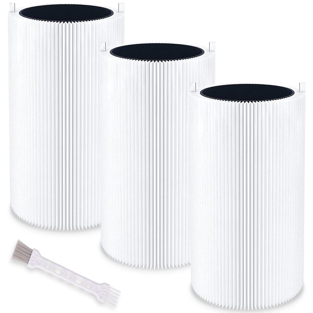 Blue Air 411 Replacement Filter Compatible with Blueair 411 Genuine, Blue Pure 411+,411 Auto & Mini, Efficient Dust Dander Filter&Odor Smoke Activated Carbon Filter, 1 Cleaning Brush(3 Pack Filters)