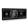 100 Bill Silver Canvas Art - Hundred Benjamin Franklin Money Cash Home Decor Print Poster Painting Medium 30x12" / 1.5" | Sense Canvas view 1