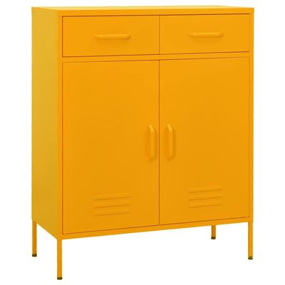 YITHOPI Garage Cabinet, Buffet Cabinet, Dining Room Console, File Cabinet Bookcase Storage Cabinet Mustard Yellow 31.5"x13.8"x40" Steel for Garage, Office, Kitchen, Laundry&Utility Room