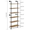 YMYNY Industrial Pipe Ladder Shelf, 6-Tier Wall Mounted Bookcase with Metal Frame, 78.7" Open Bookshelf, Multifunctional Storage Rack for Home Office, Living Room, Plant Stand, Rustic Brown, RF-TM018 view 3
