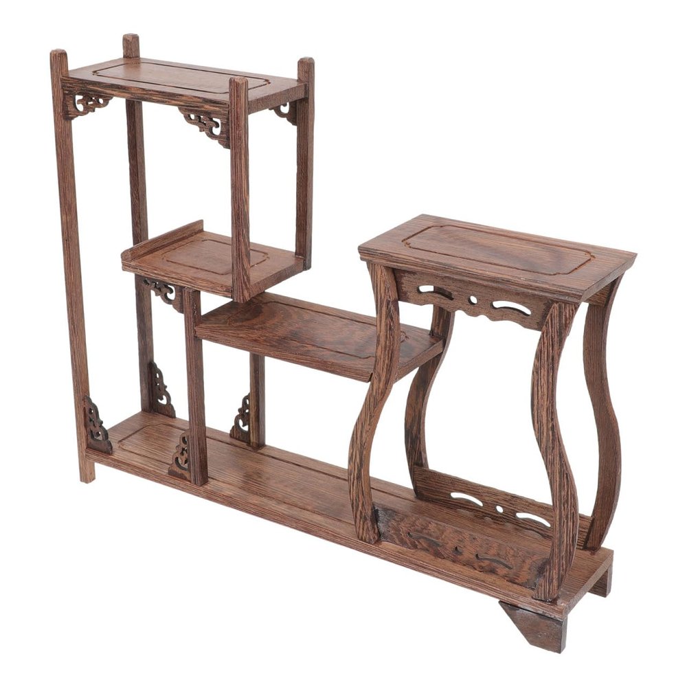 Antique Wooden Display Shelf Desktop Shelf Freestanding Wooden Small Bookshelf Desk Organizer Display Rack for Home Office Dorm
