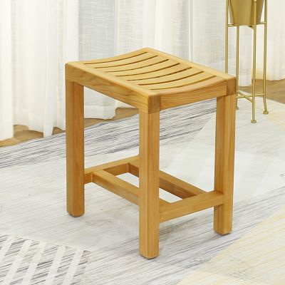 XJHOME Bathroom Stools, Shower Bench 2-Tiers Wood Spa Bath Organizer Stool, Corner Bathroom Chair Seat with Storage Shelf for Indoor Outdoor Bearing 250kg Display Stands (Size : 42x33x50cm)