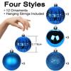 3.15" Navy Blue Christmas Ornaments 12 Pcs Shatterproof Christmas Ball Ornaments Set Large Blue Ornament for Xmas Tree Halloween Holiday Party view 2