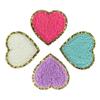 NUOBESTY 4pcs Polyester Heart Patches for Clothes Hats Bags Adorable Decorative Appliques Adhesive Backing for Easy Application view 1