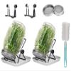 Lulonpon 2pcs Sprouts Growing Jar Kit, Wide Mouth Quart Mason Jars with Stainless Steel Screen Sprout Lids, 86mm,1000ml,Stand,Tray and Canning Brush,Seed Sprouter Set for Broccoli, Alfalfa, Mung Bean view 1