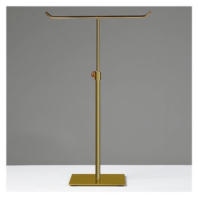 LXLIGHTS Hand Towel Holder, Stainless Steel T-Shaped Clothing Store Earrings Jewelry Stand with Square Base for Bathroom Kitchen Scarves Display Rack, 3 Colors (Color : Gold)