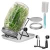 Lulonpon One Sprouting Jar Kit, Wide Mouth Quart Mason Jars with Stainless Steel Screen Sprout Lids, 86mm,1000ml,Stand,Tray and Canning Brush,Seed Sprouter Set for Growing Broccoli, Alfalfa, Mung Bean view 1