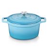 vancasso 6 QT Enameled Cast Iron Dutch Oven With Lid - Round Blue Pot With Non-Stick Enamel Coating for Bread Baking view 1