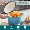 vancasso 6 QT Enameled Cast Iron Dutch Oven With Lid - Round Blue Pot With Non-Stick Enamel Coating for Bread Baking view 3