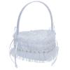 RNCOZE 2PCS Wedding Flower Girl Basket, White Flower Girl Basket with Lace Flowers and Bowknots, Petals Storage Basket Fairy Flower Collection for Flower Girls Wedding Party view 1