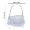 RNCOZE 2PCS Wedding Flower Girl Basket, White Flower Girl Basket with Lace Flowers and Bowknots, Petals Storage Basket Fairy Flower Collection for Flower Girls Wedding Party view 3