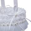 RNCOZE 2PCS Wedding Flower Girl Basket, White Flower Girl Basket with Lace Flowers and Bowknots, Petals Storage Basket Fairy Flower Collection for Flower Girls Wedding Party view 4