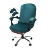 NeColorLife Velvet Office Chair Cover with Armrest Covers - Stretchable High Back Desk Computer Chair Slipcover for Large Rotating Boss Chairs (Large,Lake Blue) view 1