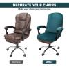 NeColorLife Velvet Office Chair Cover with Armrest Covers - Stretchable High Back Desk Computer Chair Slipcover for Large Rotating Boss Chairs (Large,Lake Blue) view 2