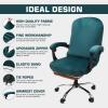 NeColorLife Velvet Office Chair Cover with Armrest Covers - Stretchable High Back Desk Computer Chair Slipcover for Large Rotating Boss Chairs (Large,Lake Blue) view 3