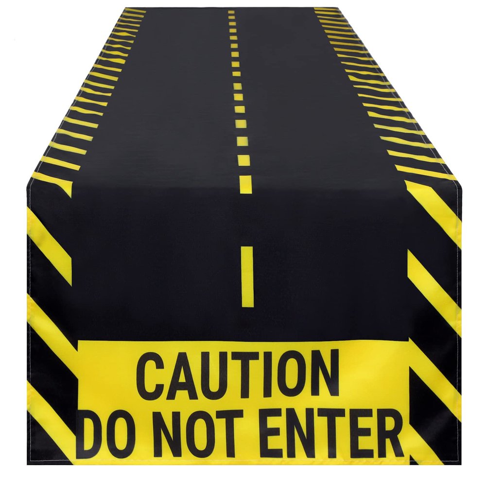Tudomro 2 x 10 ft Construction Road Table Runner, Long Road Racetrack Floor Table Runner Tablecloths for Construction Car Runway Theme Birthday Party Decor Supplies