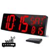 XREXS Large Digital Wall Clock WiFi Sync, 16.5 in Large Display Wall Clock with Temperature/Date/Week, LED Big Digital Timer Clock with Remote Control, Alarm Clock for Home and Office, Auto-dimming view 1