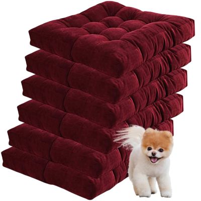 SRHMYJJ Square Corduroy Floor Pillow Chair Cushion, Square Floor Pillow Tufted Floor Cushion for Yoga Meditation Living Room Balcony Office Patio (Wine Red 55cm/22in(Set of 6))