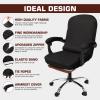NeColorLife Velvet Office Chair Cover with Armrest Covers - Stretchable High Back Desk Computer Chair Slipcover for Large Rotating Boss Chairs (Large,Black) view 3