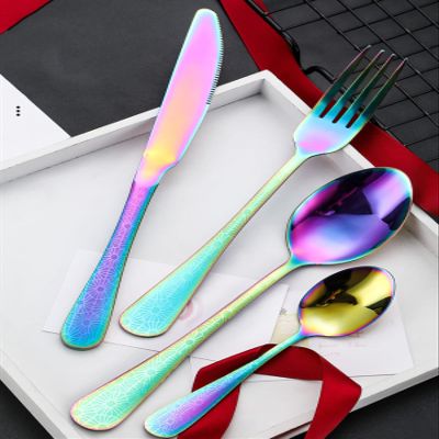 24 Piece Silverware Set for 6, Stainless Steel Silverware Set, Modern Hammered Flatware Set, Knife/Fork/Spoon & Long Teaspoon Mirror-Polished Dishwasher Safe Cutlery