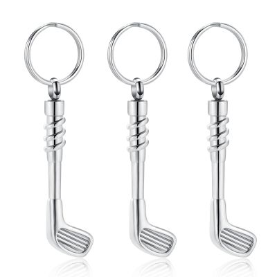 constantlife 3 Pack Cremation Necklaces for Ashes - Golf Clubs Urn Pendant Memorial Jewelry for Women Men Funeral Keepsake Gift (Keychain-Silver)