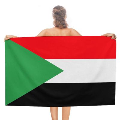 Sudan Flag Beach Towel,Oversized Super Soft Ultra Thin Absorbent Beach Towels for Travel,Quick Dry Double-Faced Pile Towel for Women