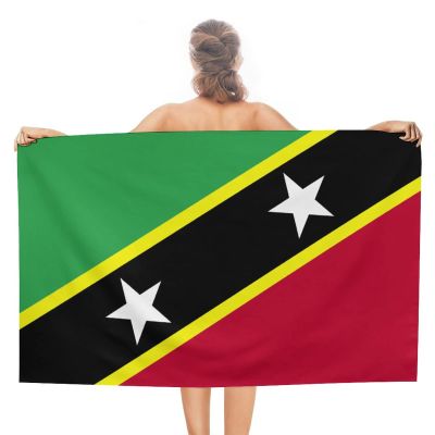 Saint Kitts and Nevis Flag Beach Towel,Oversized Super Soft Ultra Thin Absorbent Beach Towels for Travel,Quick Dry Double-Faced Pile Towel for Swim