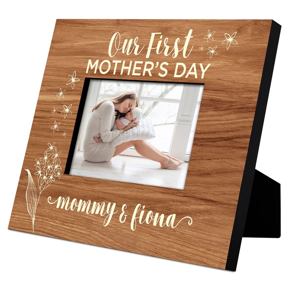 Our First Mother's Day - Personalized First Mother's Day Picture Frame with Names, Date - 6 Designs, 2 Sizes - New Mom Gifts 1 Multi 8 x 10 Inch