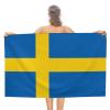 Swedish Flag Beach Towel,Oversized Super Soft Ultra Thin Absorbent Beach Towels for Travel,Quick Dry Double-Faced Pile Towel for Boys view 1