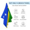 Solomon Islands Flag Beach Towel,Oversized Super Soft Ultra Thin Absorbent Beach Towels for Travel,Quick Dry Double-Faced Pile Towel for Men view 3