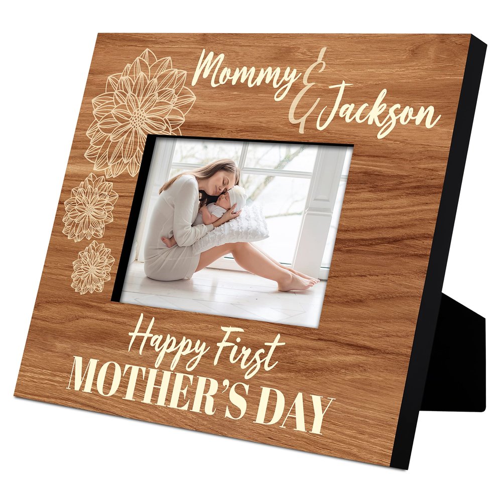 Our First Mother's Day - Personalized Picture Frame with Names, Date 6 Designs, 2 Sizes New Mom Gifts #5, 8 x 10 Inch