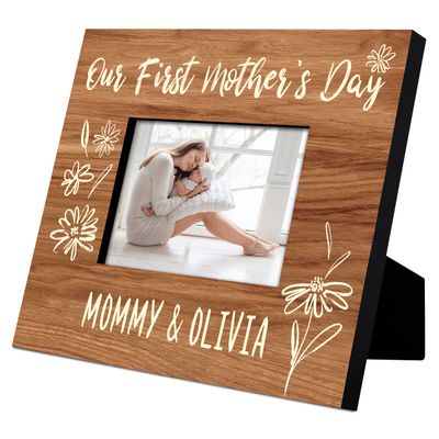 Our First Mother's Day - Personalized First Mother's Day Picture Frame with Names, Date - 6 Designs, 2 Sizes - New Mom 8 x 10 Inch