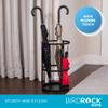 BIRDROCK HOME Circular Umbrella Holder with Removable Drip Tray - Stand for Umbrellas - Entryway - Decorative Metal Freestanding Rack Organizer - Cane Walking Stick Holder - Black view 4