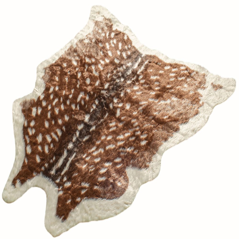 Luxe Faux Cowhide Rug for Rustic and Western Decor | Low Pile Faux Fur Rug with Sunray Cow Print | Cruelty-Free Fade Resistant Living Room Rugs | 4-1/4 x 5 ft
