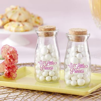 Kate Aspen "Little Princess Vintage Milk Shaped Corked Glass, Baby Shower/Birthday Party Favor Decorative Bottles, 18 Count (27196NA-LP)