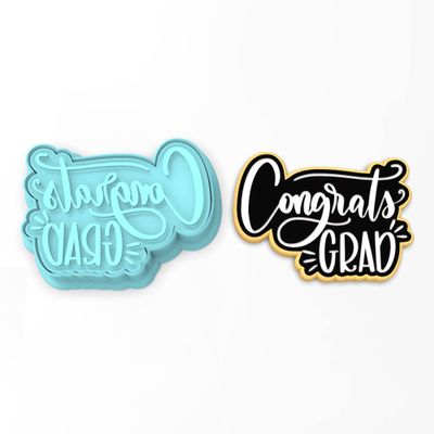 Congrats Grad Cookie Cutter & Stamp (4.5 in. Wide X 3.22 in. Tall)