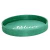 Elegant Designs HG2013-GBL Christmas Decorative 13.75'' Round Wood Serving Tray w/Handles, Green Believe view 1
