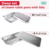 IDL Packaging Aluminum Foil Pans with Lids, Deep - 15 pc Chafing Dish Set - 5 Full Size and 10 Half Size Steam Table Pans + Lids - Disposable Cookware for Catering, Buffet, Party, BBQ view 2